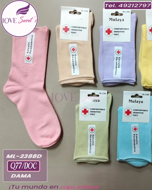 Calceta para diabetico ML-2388D-12 pzs. Mulaya