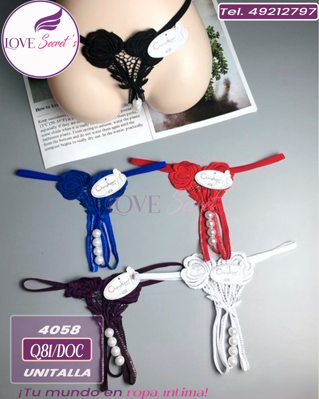 Tanga express con perlas4058-12 pzs. Bling Bling